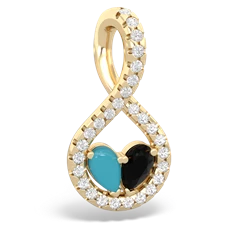 Turquoise Pave Twist 'One Heart' 14K Yellow Gold pendant P5360