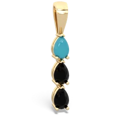 Turquoise Dew Drops 14K Yellow Gold pendant P2251