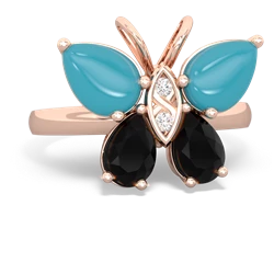 Turquoise Butterfly 14K Rose Gold ring R2215