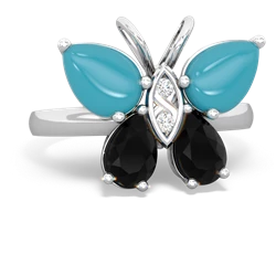 Turquoise Butterfly 14K White Gold ring R2215