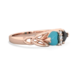 Turquoise Celtic Knot Double Heart 14K Rose Gold ring R5040