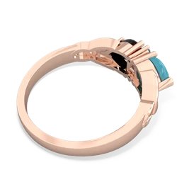 Turquoise Celtic Knot Double Heart 14K Rose Gold ring R5040