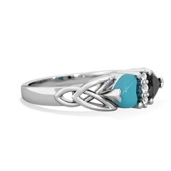 Turquoise Celtic Knot Double Heart 14K White Gold ring R5040