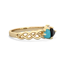 Turquoise Heart To Heart Braid 14K Yellow Gold ring R5870