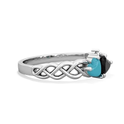 Turquoise Heart To Heart Braid 14K White Gold ring R5870