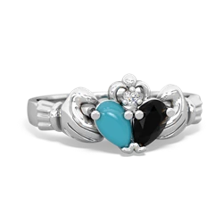 Turquoise 'Our Heart' Claddagh 14K White Gold ring R2388