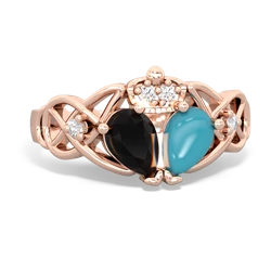 Turquoise 'One Heart' Celtic Knot Claddagh 14K Rose Gold ring R5322