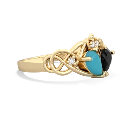 Turquoise 'One Heart' Celtic Knot Claddagh 14K Yellow Gold ring R5322