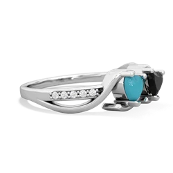 Turquoise Side By Side 14K White Gold ring R3090