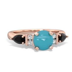 Turquoise 6Mm Round Eternal Embrace Engagement 14K Rose Gold ring R2005