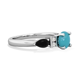 Turquoise 6Mm Round Eternal Embrace Engagement 14K White Gold ring R2005