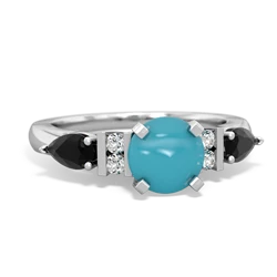 Turquoise 6Mm Round Eternal Embrace Engagement 14K White Gold ring R2005