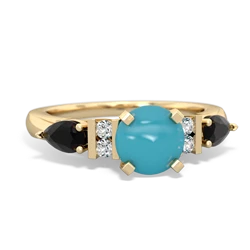 Turquoise 6Mm Round Eternal Embrace Engagement 14K Yellow Gold ring R2005