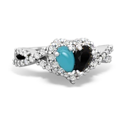 Turquoise Diamond Twist 'One Heart' 14K White Gold ring R2640HRT