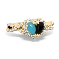 Turquoise Diamond Twist 'One Heart' 14K Yellow Gold ring R2640HRT