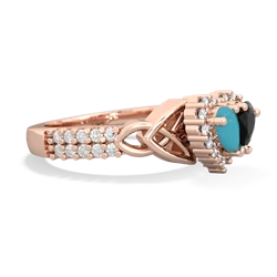 Turquoise Celtic Knot Two Hearts As One 14K Rose Gold ring R2644HRT