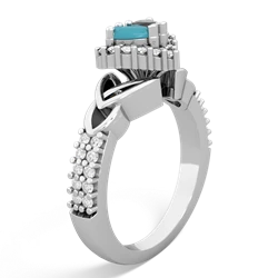 Turquoise Celtic Knot Two Hearts As One 14K White Gold ring R2644HRT