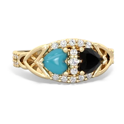 Turquoise Sparkling Celtic Knot 14K Yellow Gold ring R2645