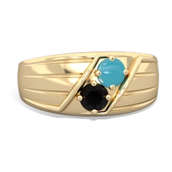 Turquoise Men's Streamline 14K Yellow Gold ring R0460