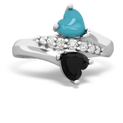 Turquoise Heart To Heart 14K White Gold ring R2064