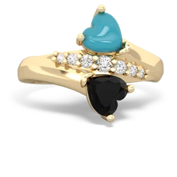 Turquoise Heart To Heart 14K Yellow Gold ring R2064