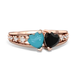 Turquoise Heart To Heart 14K Rose Gold ring R3342