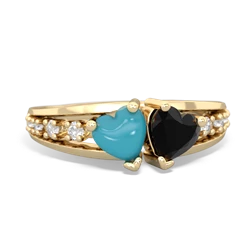 Turquoise Heart To Heart 14K Yellow Gold ring R3342