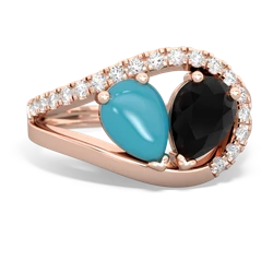 Turquoise Nestled Heart Keepsake 14K Rose Gold ring R5650