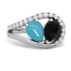 Turquoise Nestled Heart Keepsake 14K White Gold ring R5650