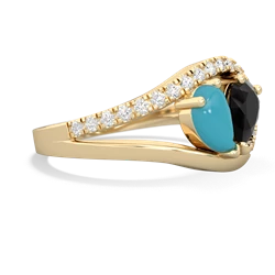 Turquoise Nestled Heart Keepsake 14K Yellow Gold ring R5650