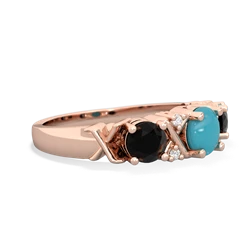 Turquoise Hugs And Kisses 14K Rose Gold ring R5016