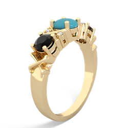 Turquoise Hugs And Kisses 14K Yellow Gold ring R5016