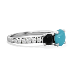 Turquoise Pave Trellis 14K White Gold ring R5500