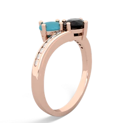 Turquoise Channel Set Two Stone 14K Rose Gold ring R5303