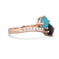 Turquoise Channel Set Two Stone 14K Rose Gold ring R5303