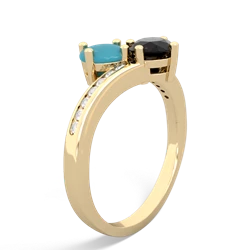 Turquoise Channel Set Two Stone 14K Yellow Gold ring R5303