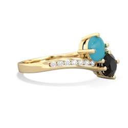 Turquoise Channel Set Two Stone 14K Yellow Gold ring R5303