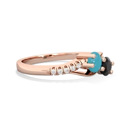 Turquoise Infinity Pave Two Stone 14K Rose Gold ring R5285