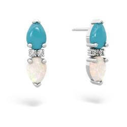 Turquoise Bowtie Drop 14K White Gold earrings E0865