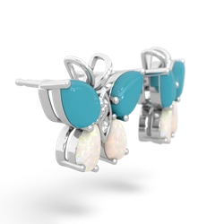 Turquoise Butterfly 14K White Gold earrings E2215