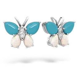 Turquoise Butterfly 14K White Gold earrings E2215