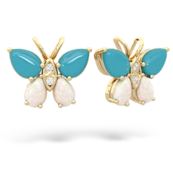 Turquoise Butterfly 14K Yellow Gold earrings E2215