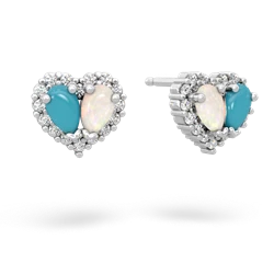 Turquoise Halo 14K White Gold earrings E7008