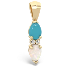 Turquoise Bowtie Drop 14K Yellow Gold pendant P0865