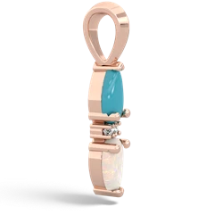 Turquoise Bowtie Drop 14K Rose Gold pendant P0865