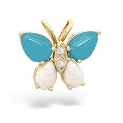Turquoise Butterfly 14K Yellow Gold pendant P2215