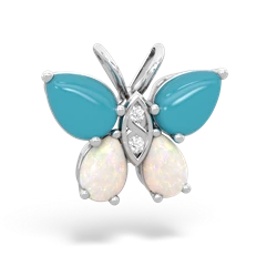 Turquoise Butterfly 14K White Gold pendant P2215