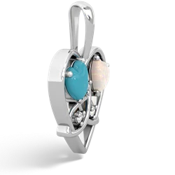 Turquoise Celtic Trinity Heart 14K White Gold pendant P5331