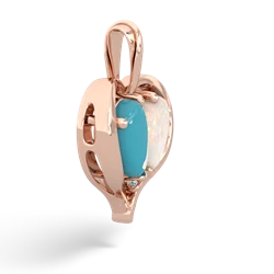 Turquoise Two Become One 14K Rose Gold pendant P5330