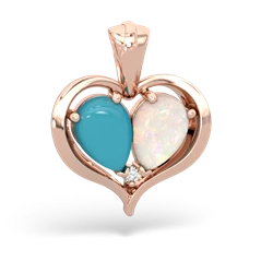 Turquoise Two Become One 14K Rose Gold pendant P5330